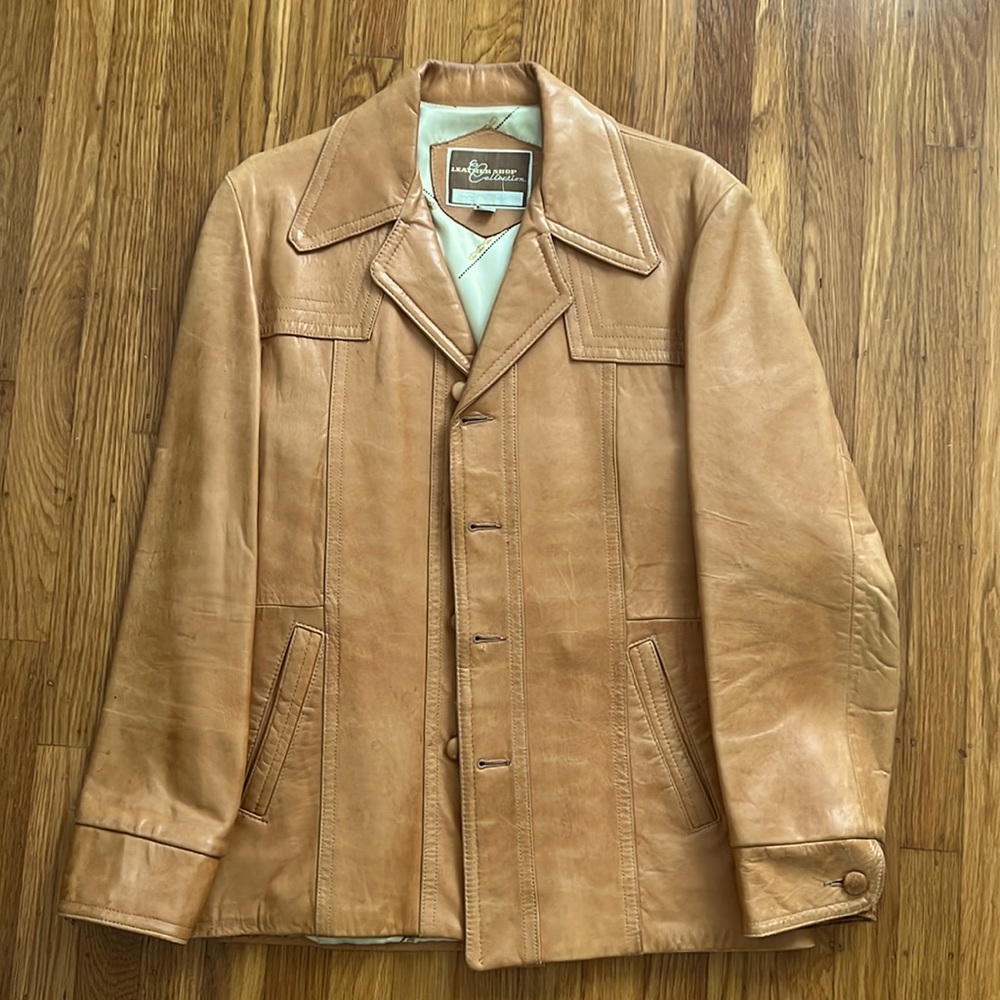 Vintage Sears Leather Camel Coat
